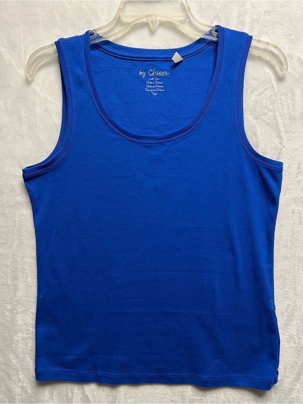 Chico's Tank Top Womens Size M Blue Sleeveless Scoop Neck Knit Casual
